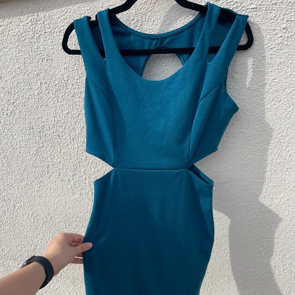 Women's Medium Nectar Clothing Blue Bodycon Cutout Dress